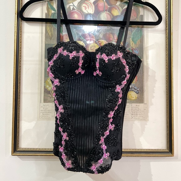 Marciano Black Pink Sequin Corset Bustier 34 B - Picture 1 of 11